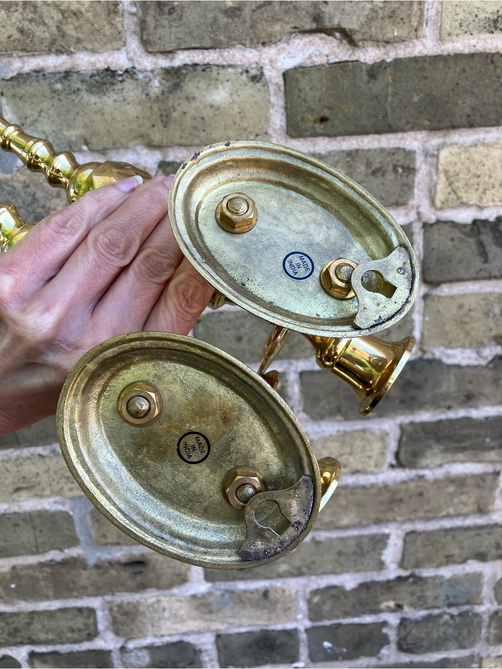 Whimsical Vintage Set of Solid Brass Candlestick Wall Sconces Cottage Decor - Picture 7 of 14